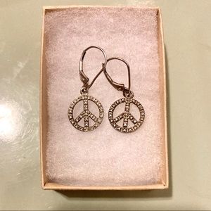 Sterling & Diamond Peace Sign Earrings ☮️ ✌️